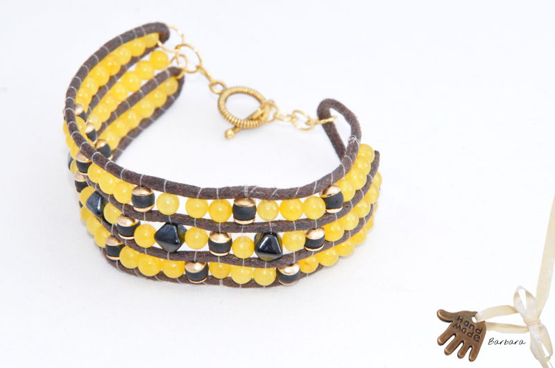bracelet,brown,gold,yellow,citrun,silver end,