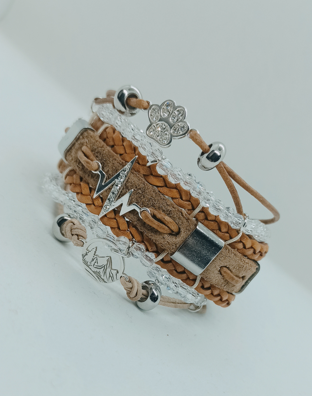 skórzana bransoletka,leather bracelet,góry moje góry,łapa pieska, bransoletka z pieskiem,rytm serca,EKG,w rytmie wilka