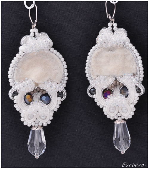 sutasz, soutache, ślubna, biżuteria ślubna, ślubny sutasz, szary, srebrny, kolczyki, kolczyki do ślubu, oryginalne, srebrne