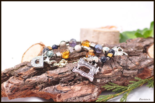 singer, bransoletka damska, krawcowa, moda damska, koniczynka, cekiny, rubiny, kryształy,maszyna do szycia,maszyna,singer,