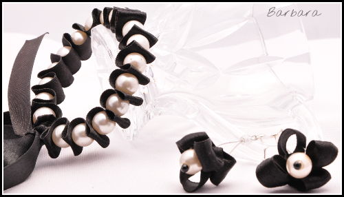 perły sztuczne, perły, bransoletka z perłami, wstążka i perły, bransoletka i kolczyki,