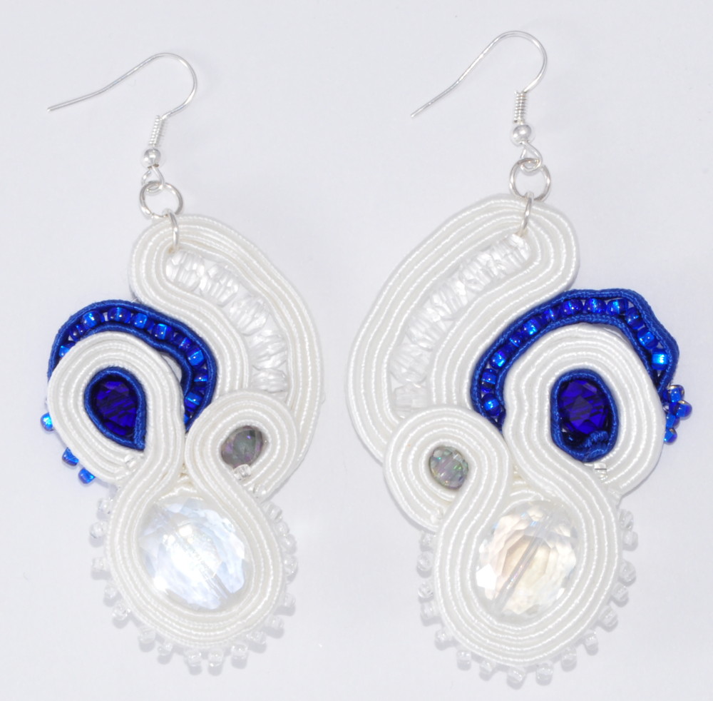 earrings,blue,soutache,sutasz,kryształki diamentowe szlane szlifowane,Toho,bigle,ślubna,ślubne,bizżuteria ślubna, jewellery,wedding