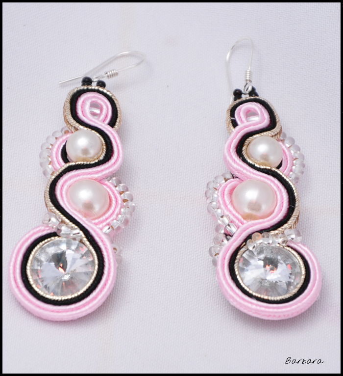 me, soutache, sutasz, beautiful jewellery, rose, rose earrings, pearl earrings, pearls, unusually,