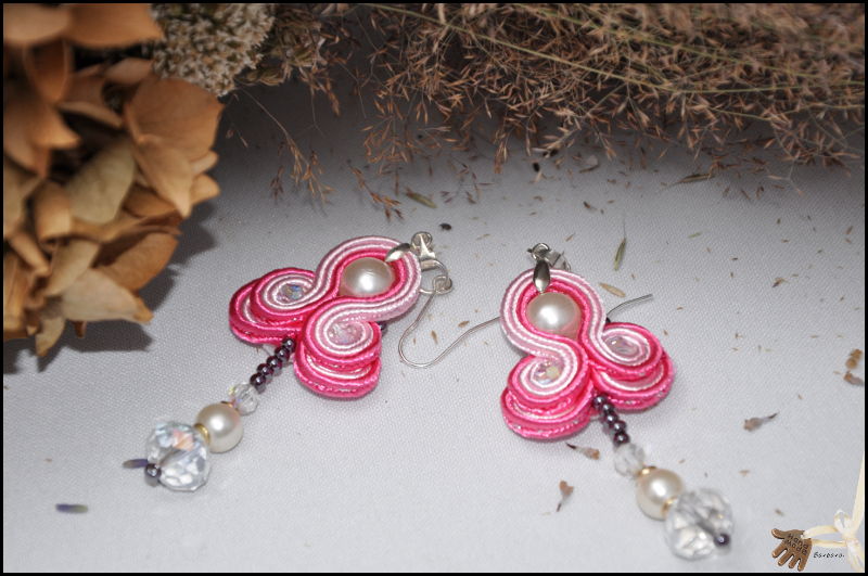 earrings, jewellery, pink, soutache