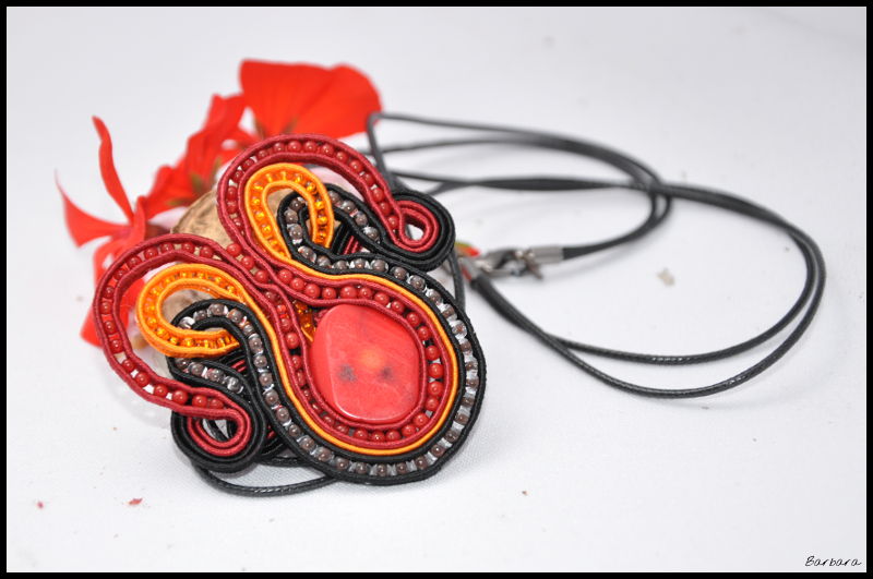 coral reef, red coral, stones, coral, reef, pendant, heart, warm heart, bracelet, soutache, set, jewellery